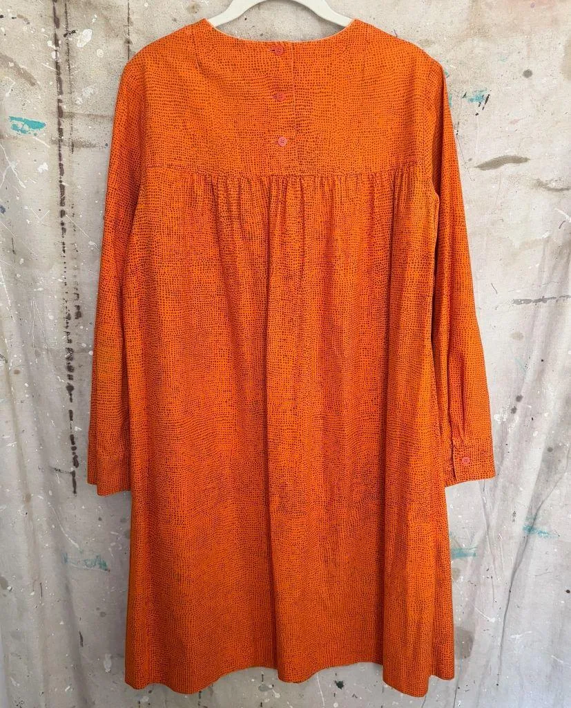 Vintage Marimekko 1960s Orange Polka Dot Mini Dress Size 12 - Image 4