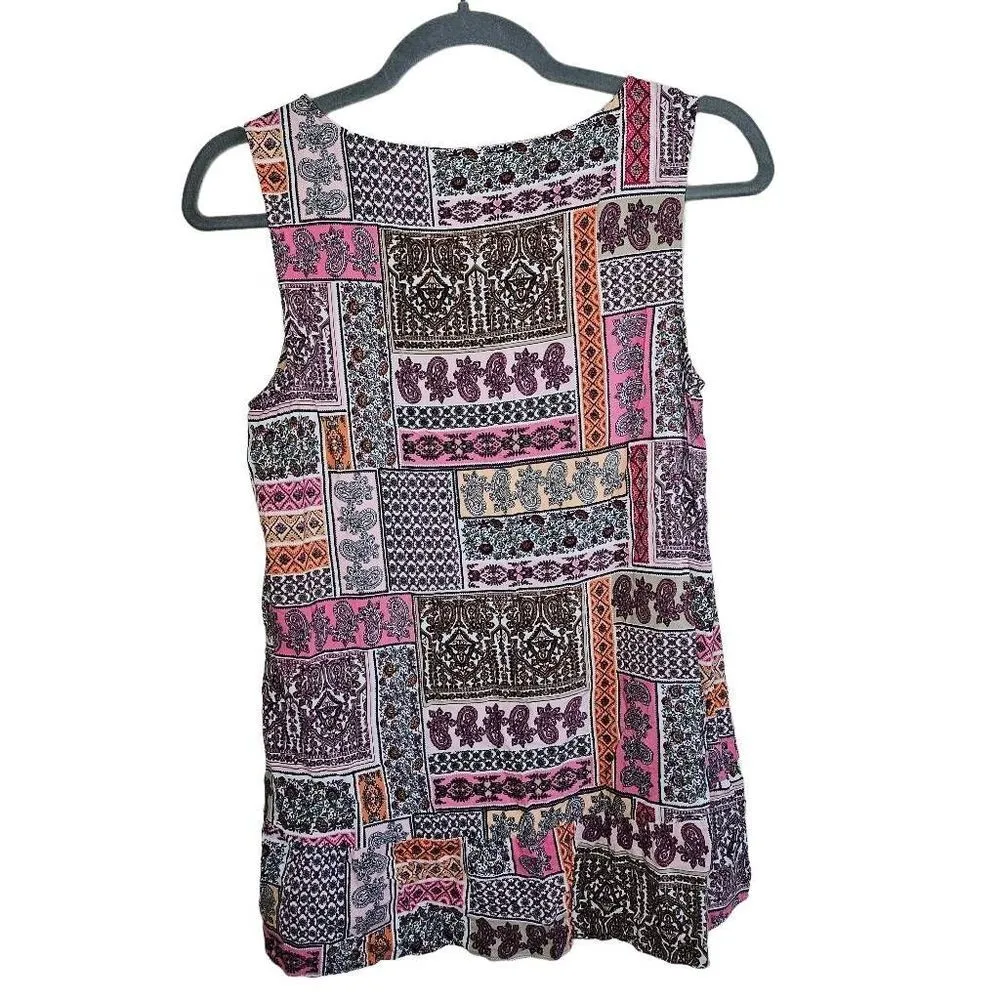 J Jill Paisley Patchwork Tank Top Womens‎ Size S Sleeveless Rayon Multicolor - Image 2