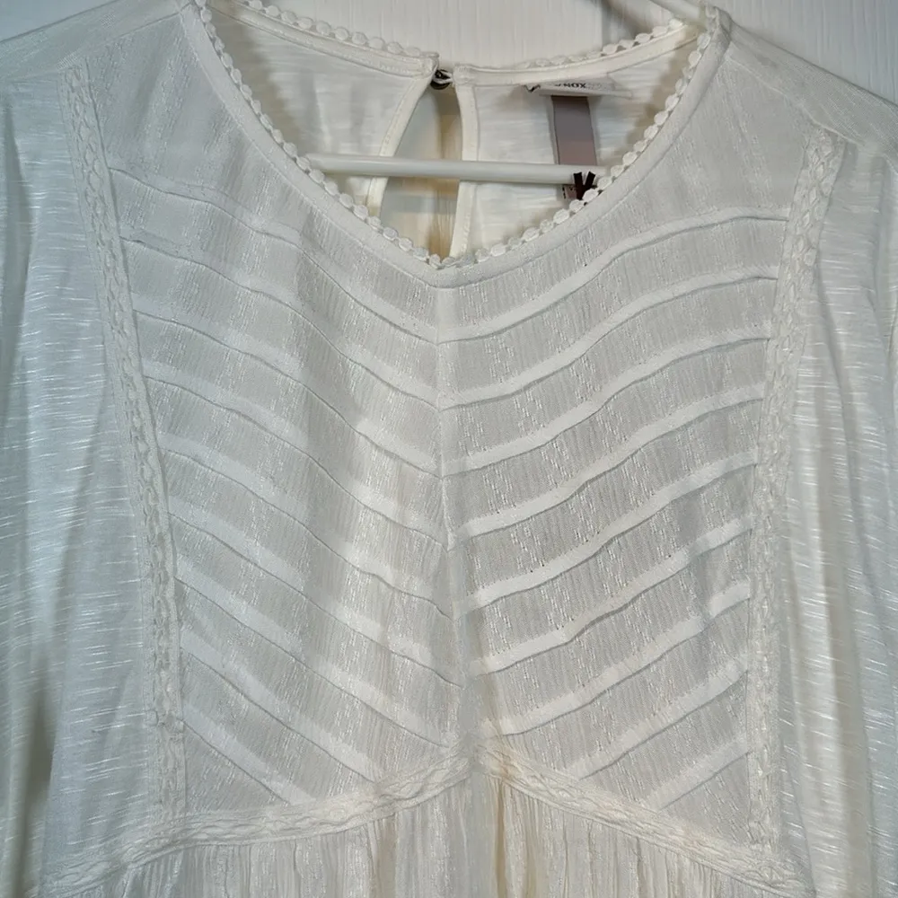 Knox Rose White Bohemian Lace Off White Cream Pullover Tunic Shirt XXL NWT #0398 - Image 4