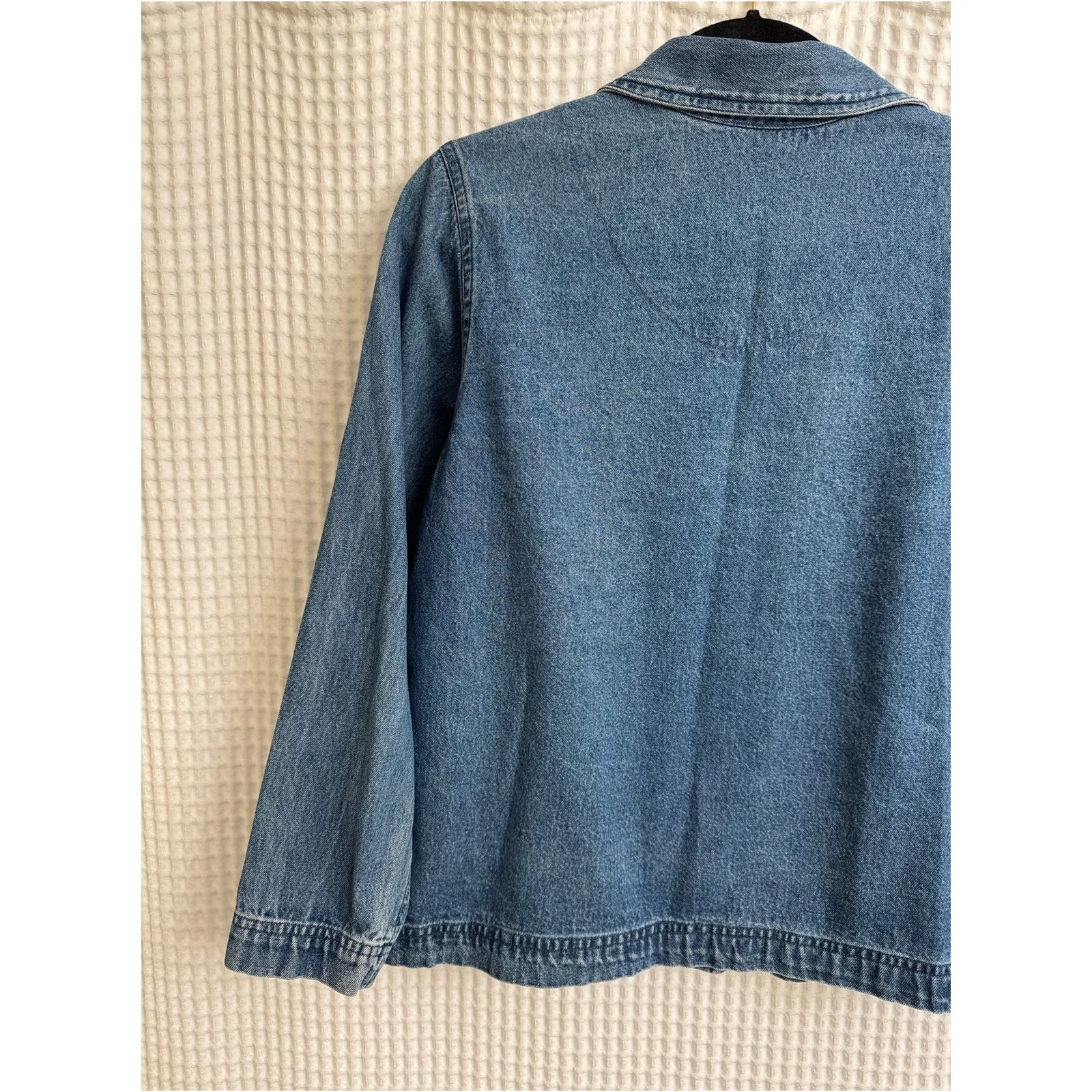 Vintage The Tog Shop Jean Cotton Embroidered Jacket Christmas Petite Medium Blue - Image 7