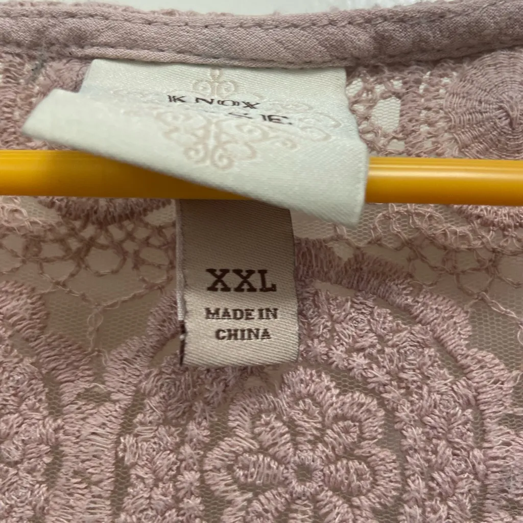 Knox Rose Med blush pink blouse crochet Women's Top $42 - Image 7