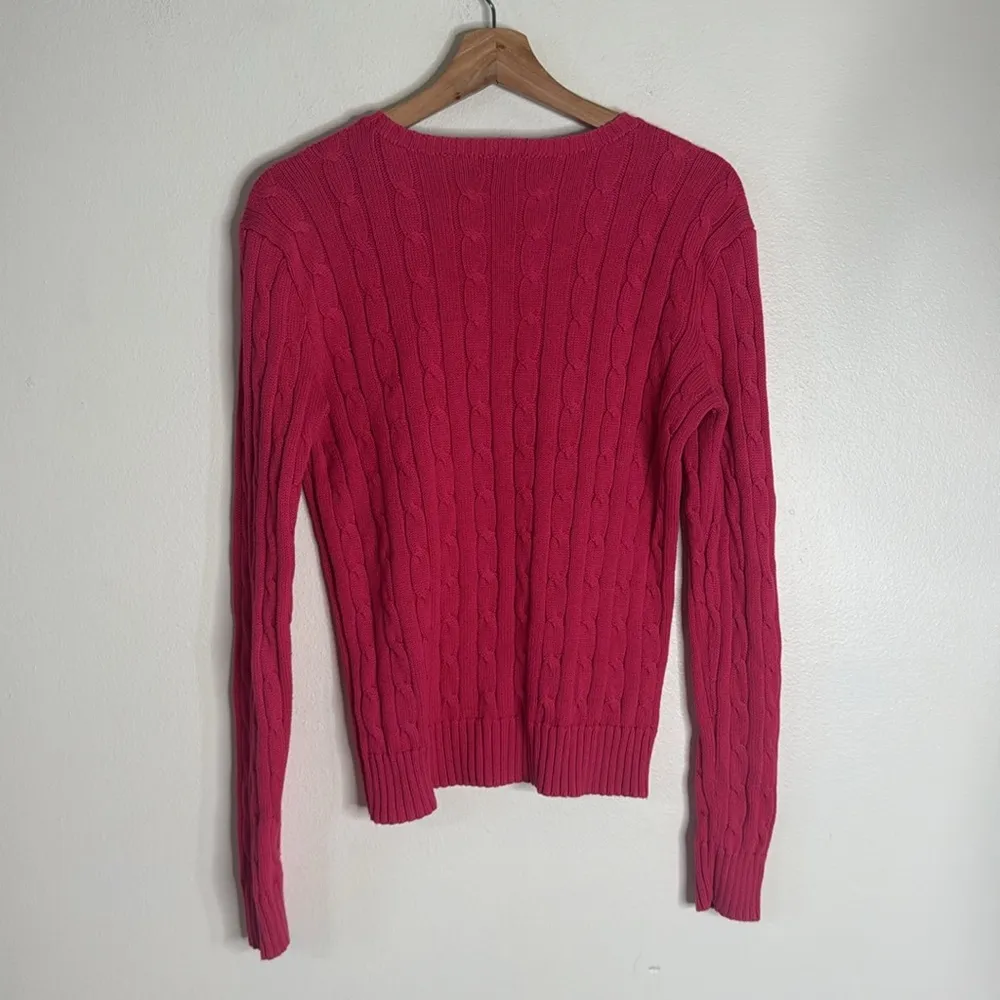Polo Ralph Lauren ladies julieanna pink cotton pullover crewneck sweater M - Image 11
