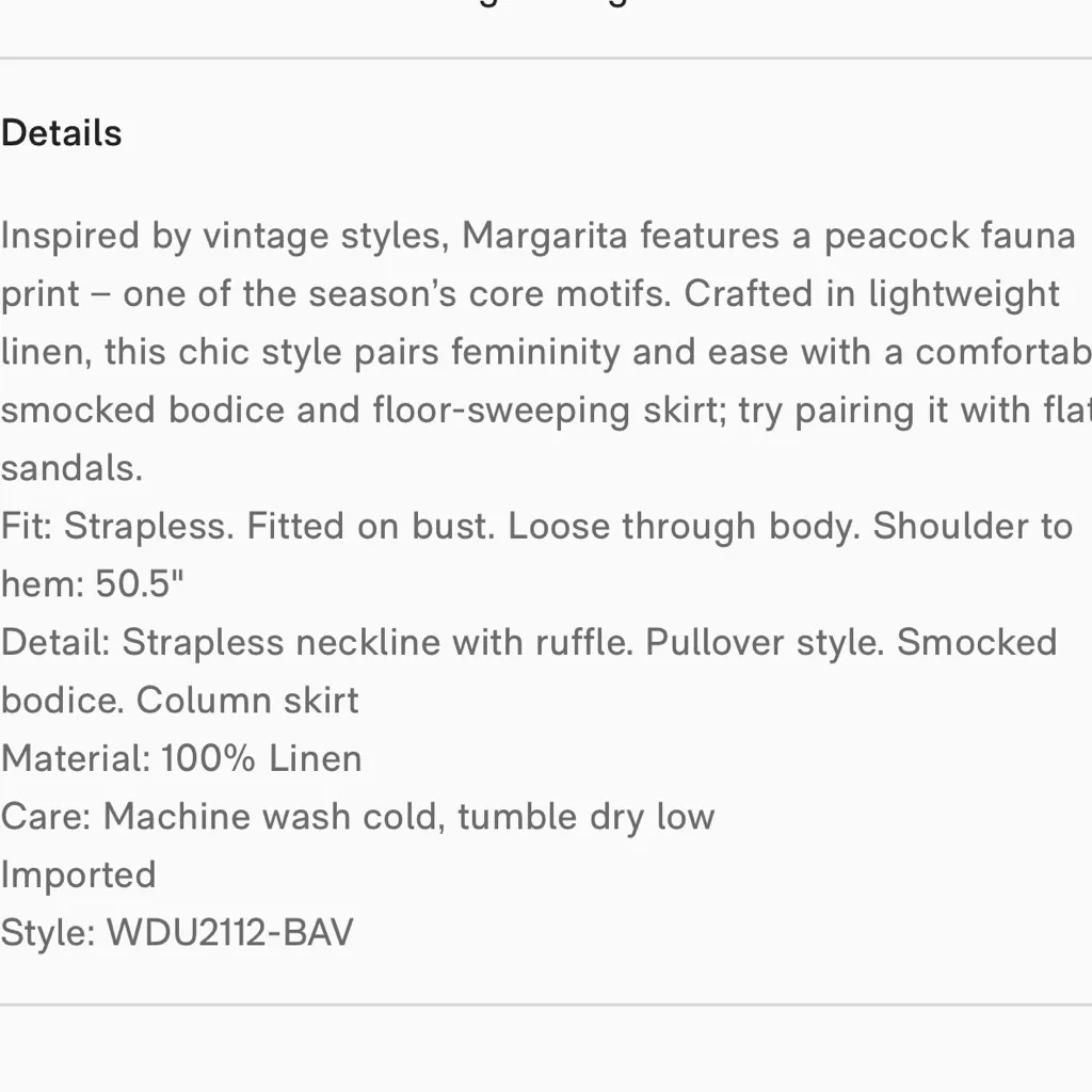 New With Tags Faherty Margarita Strapless Linen Dress Sz M - Image 5