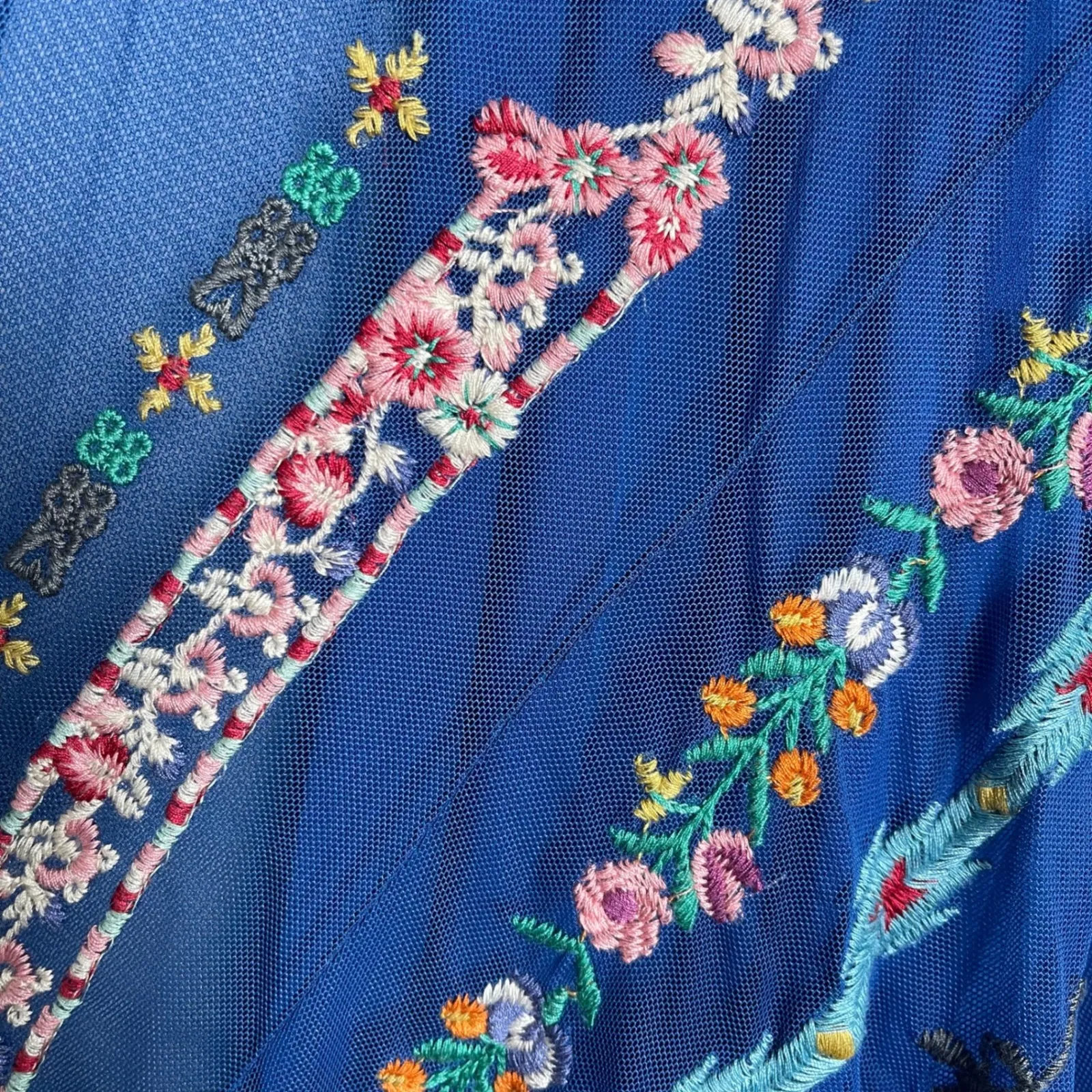 JOHNNY WAS BIYA Mazzy Bias Maxi Dress XXS Blue NEW Embroidered Boho Bohemian - Image 4