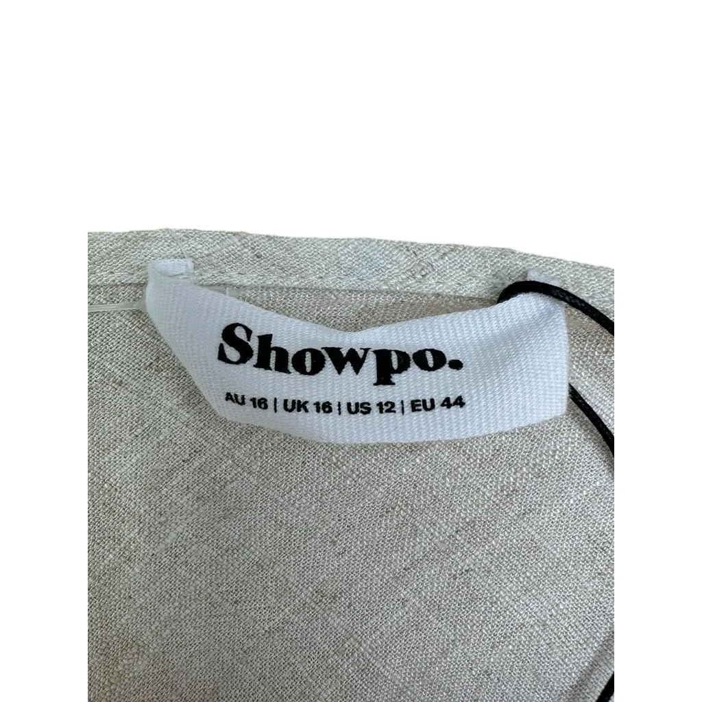 Showpo. NWT Tan Linen Jessenia Maxi Dress Size 12 - Image 8