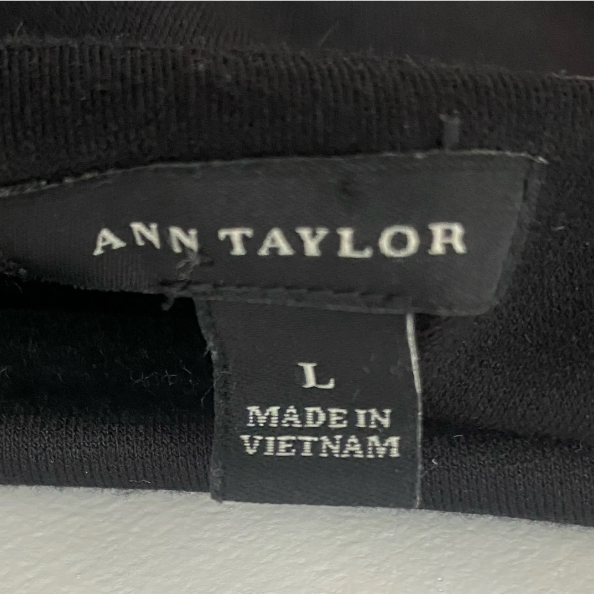 Ann Taylor Peplum Hem Blouse Womens Large Black & White Belted Bow Retro Preppy - Image 4