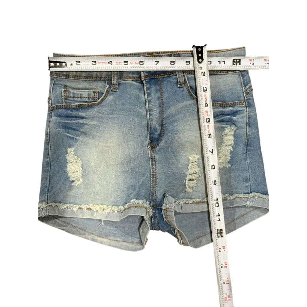 NEW RAW Size 5 Distressed Light Blue Denim Jean Shorts Vintage Charm Artful Rips - Image 5