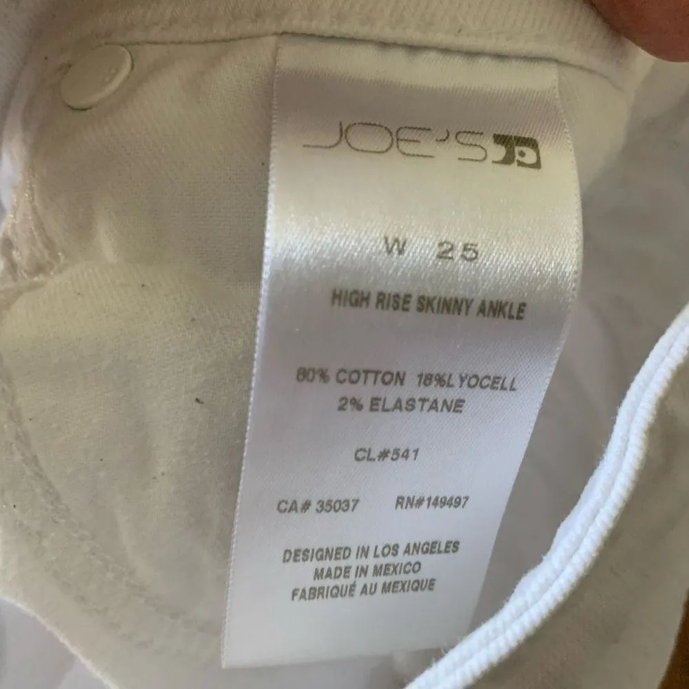 Joe’s Jeans white raw hem high rise ankle skinny size 25 jeans - Image 2