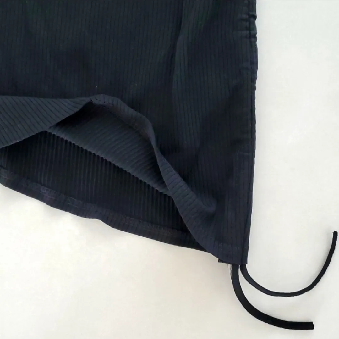 Black Lace Up Asymmetrical Hem Skirt - Image 3