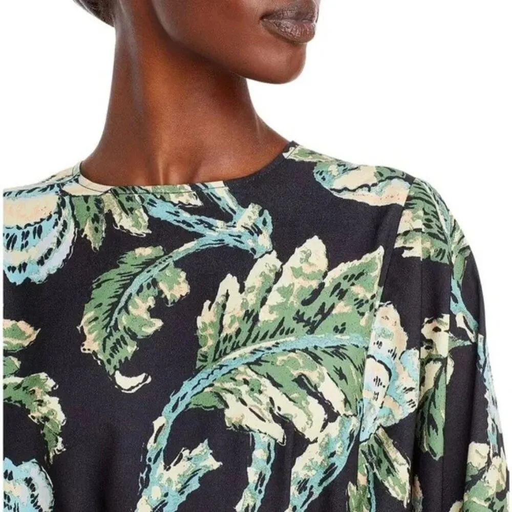 💕RHODE💕 Ella Dress ~ Camellia Vine Black Palm Leaf Botanical Print Small NWOT - Image 8