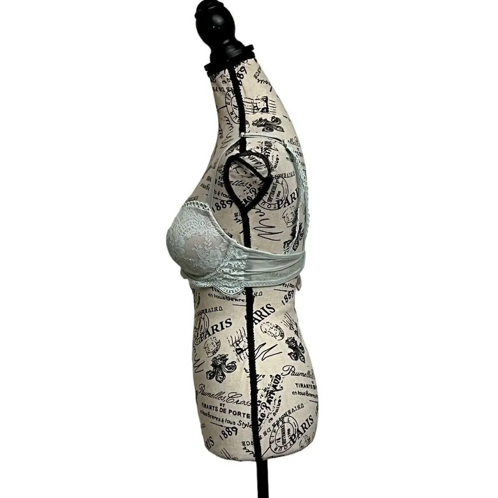 Victoria’s Secret Dream Angels Rhinestone Embellished Lined Demi Bra 32DD Blue - Image 4