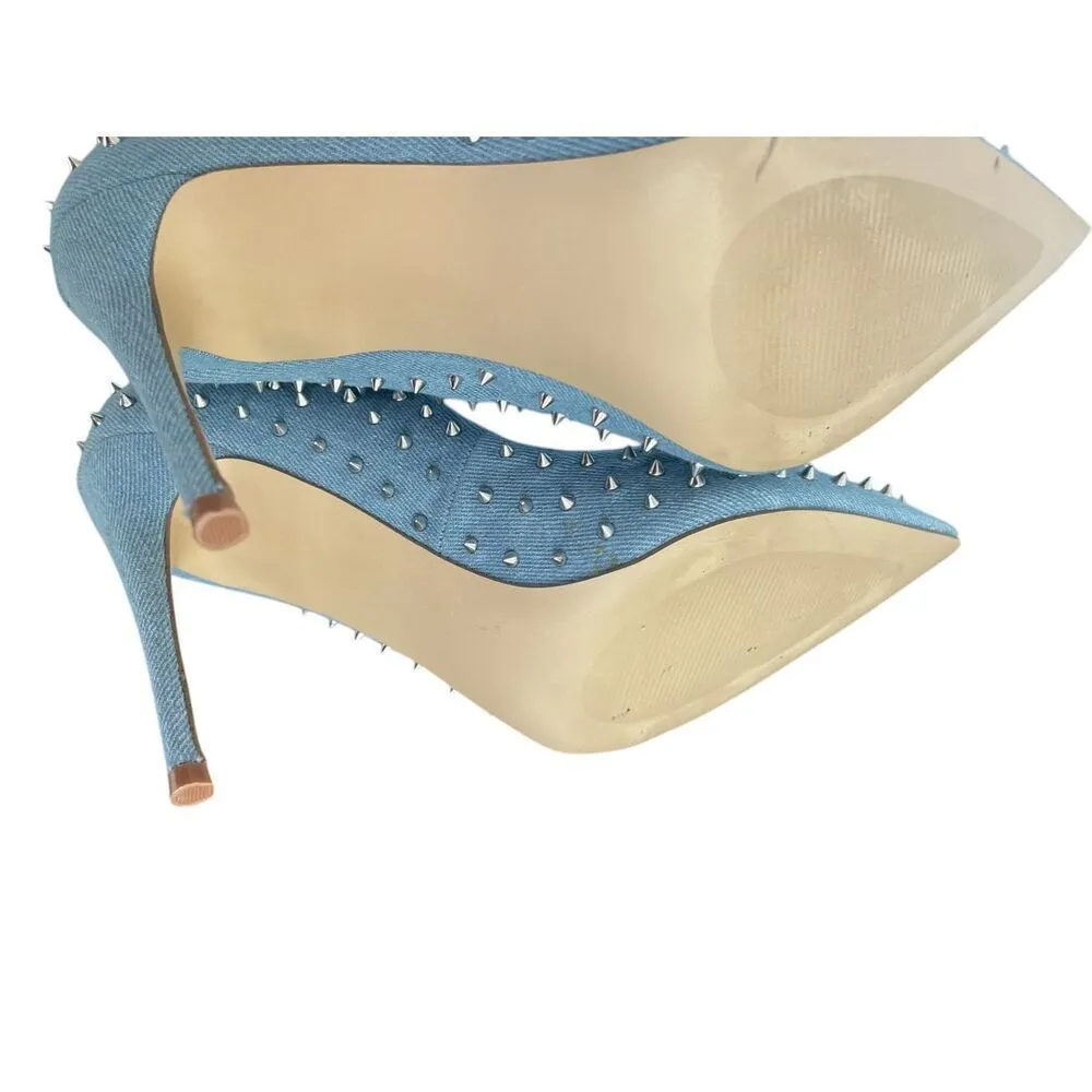 NWOB Steve Madden Daisie Denim Spike Studded Pump Heels 10 M - Image 3