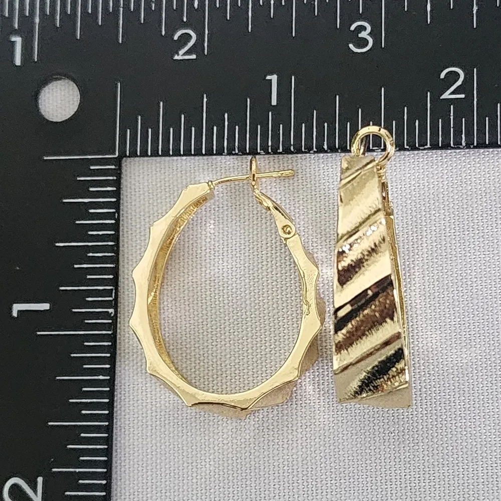 18k Gold Filled Chunky Oval Hoop Earrings New - Image 7