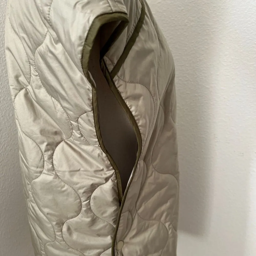H&M Quilted Oversized‎ Longline Puffer Vest Khaki Green Size XS/S Runs Big - Image 6