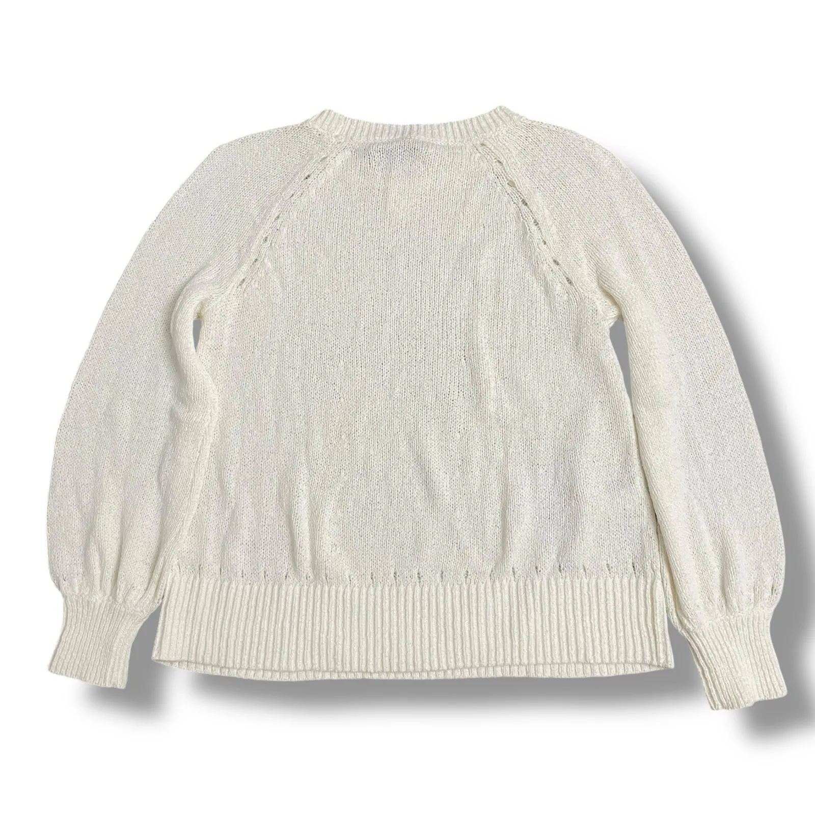LOFT Ivory Chunky Knit Sweater Women’s Large Cotton Blend Raglan NWT - Image 5