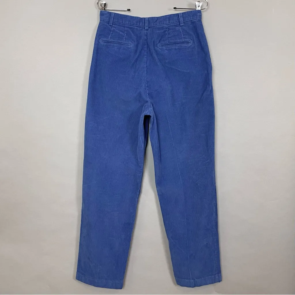 Vintage Blue Corduroy Pants Women Slacks Tomboy‎ Pleated High Rise Tapered 90s Size 4 - Image 5