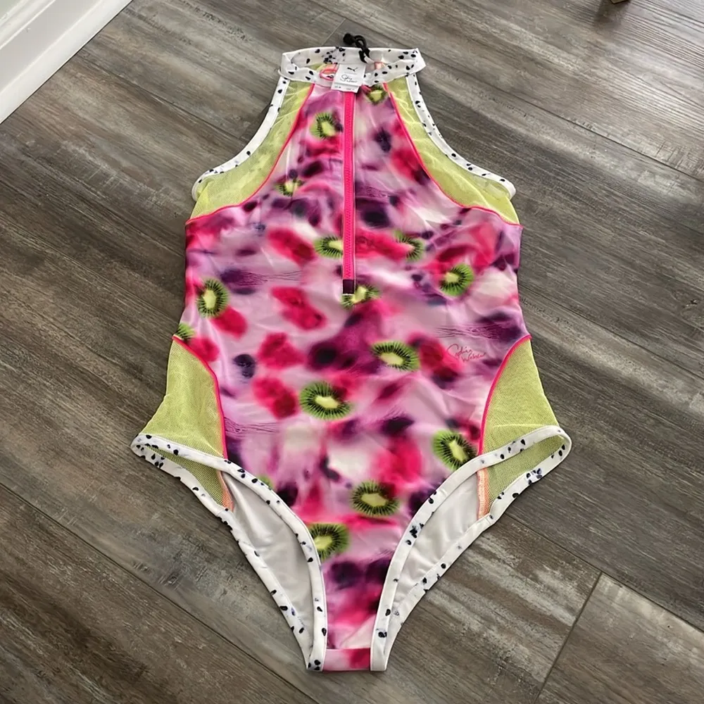 sophia webster x puma bold kiwi print zip front bodysuit medium Black - Image 6