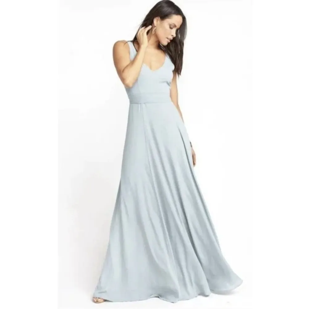 Show Me Your Mumu Jenn Maxi‎ Dress in Silver Sage Crisp Blue V Neck| XXS | NWT - Image 15