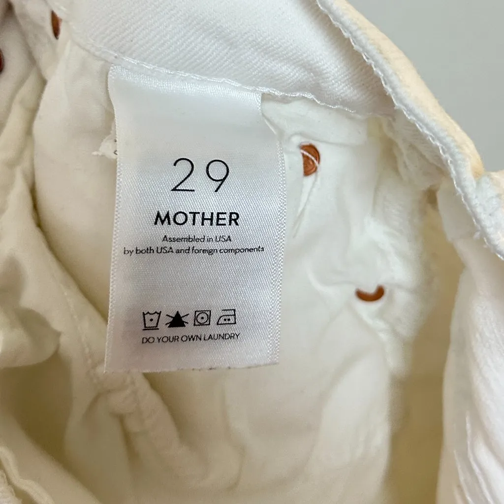 MOTHER High Waisted Tunnel Vision Cuff Fray Short in Wash Totally Innocent US 29 White - Image 9