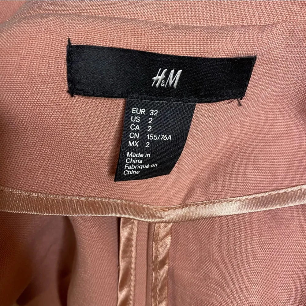 H&M Salmon Pink Open Front Blazer Jacket Size US 2 - Image 7