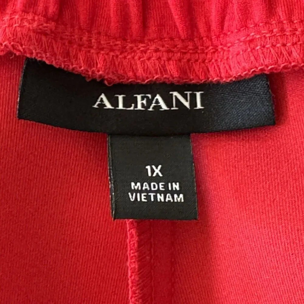 Alfani 1X-Large Straight Leg Ankle Pants Elastic Waist Stretch Flat Front Red - Image 6