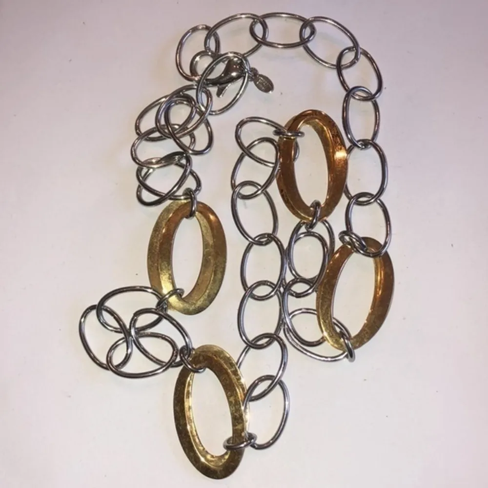 Milor Stainless Steel Silver & Gold Tone Chain Oval Link Necklace - Image 5