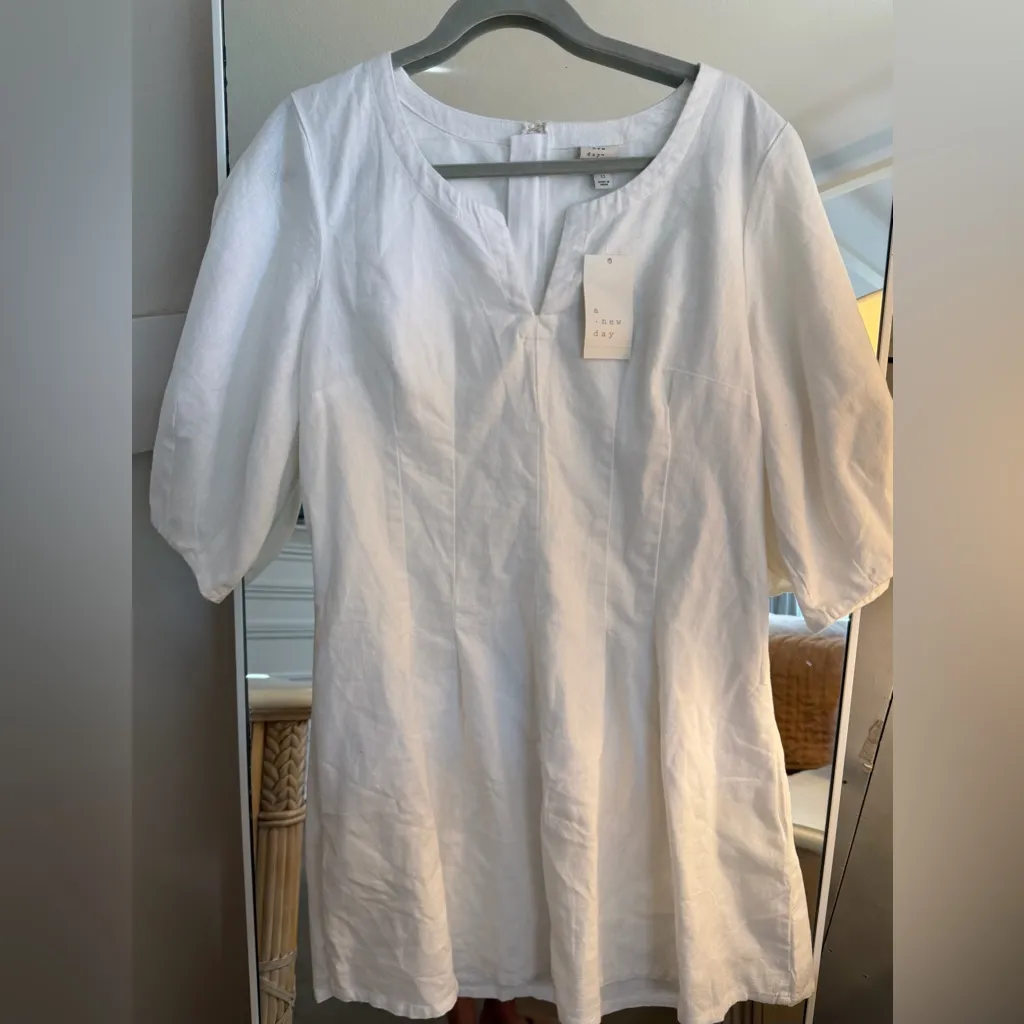 NEW Puff Short Sleeve Corset Mini Lined Linen Blend Dress Target A New Day 12 - Image 5