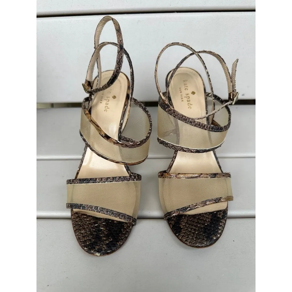 Kate Spade New York Italian Vero Cuoio Textured Snakeskin Mesh Stiletto Heels 7 - Image 3