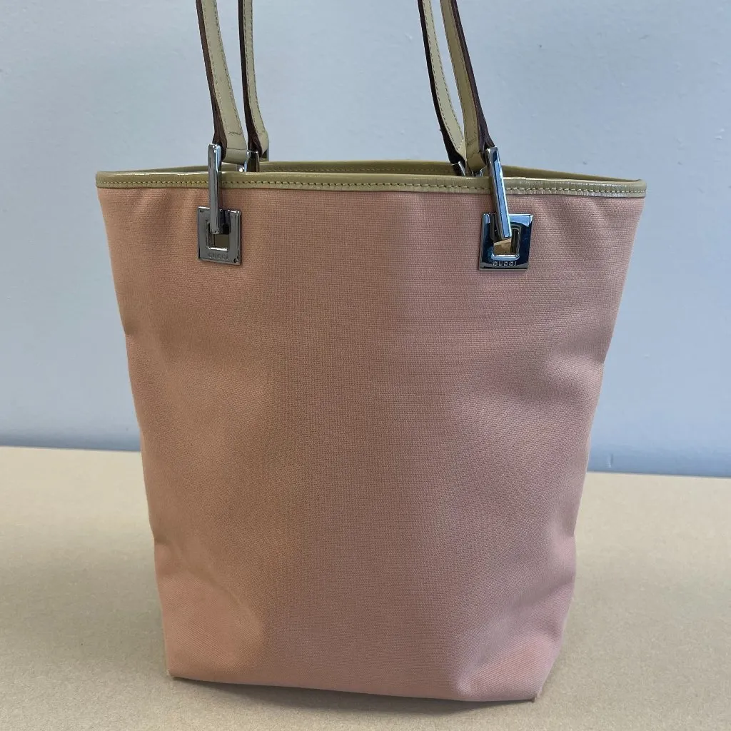 Gucci Vintage Pink Canvas Tote Bag w/ Leather Trim - Preowned - Image 2