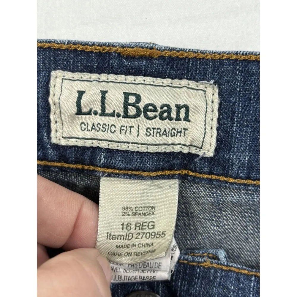 L.L. Bean Classic Fit Straight Leg Jeans Womens 16 Reg Blue Denim - Image 4