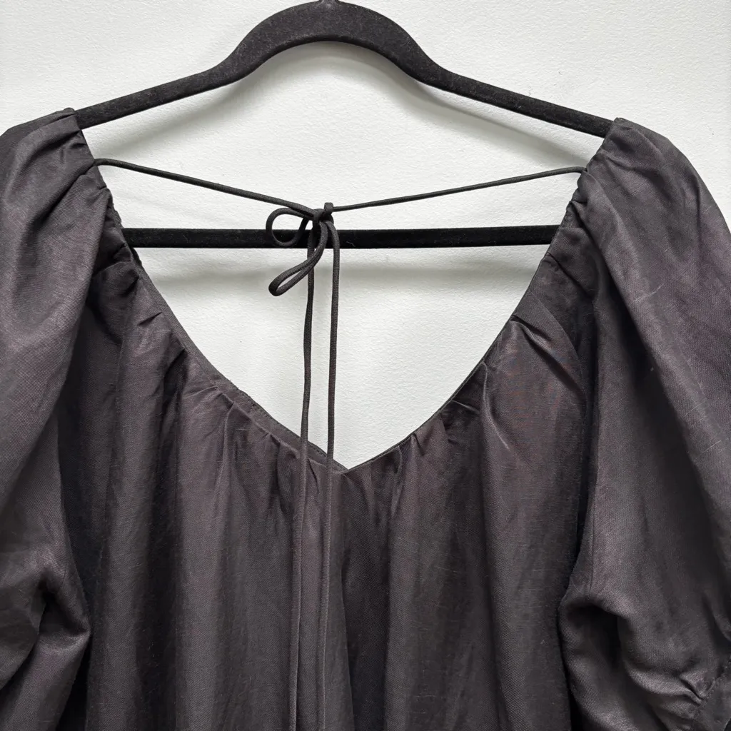 Banana Republic Linen Blend Puff Sleeve Mini Dress in Black L - Image 8