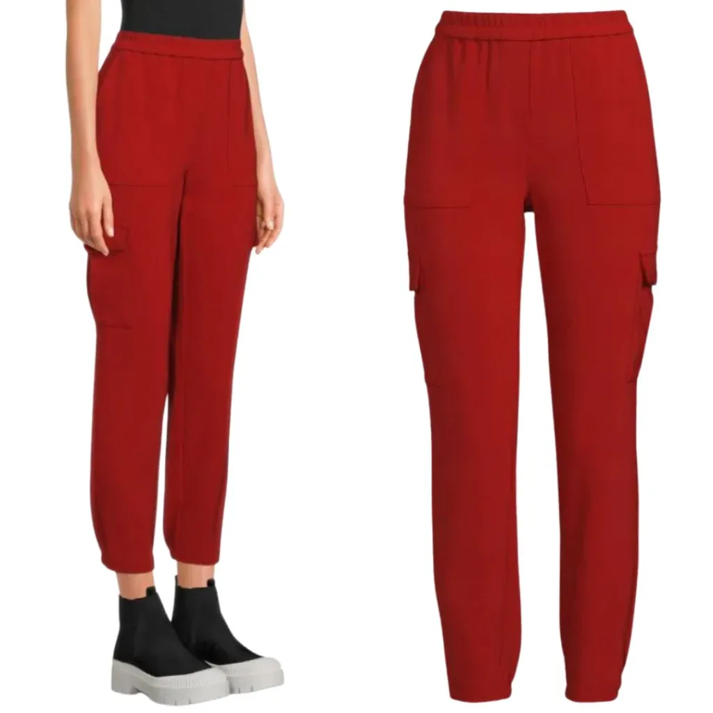 Theory Northsound Cargo Joggers Pants Women's 2 Red Oak Trousers Career Chic NWT - Image 3