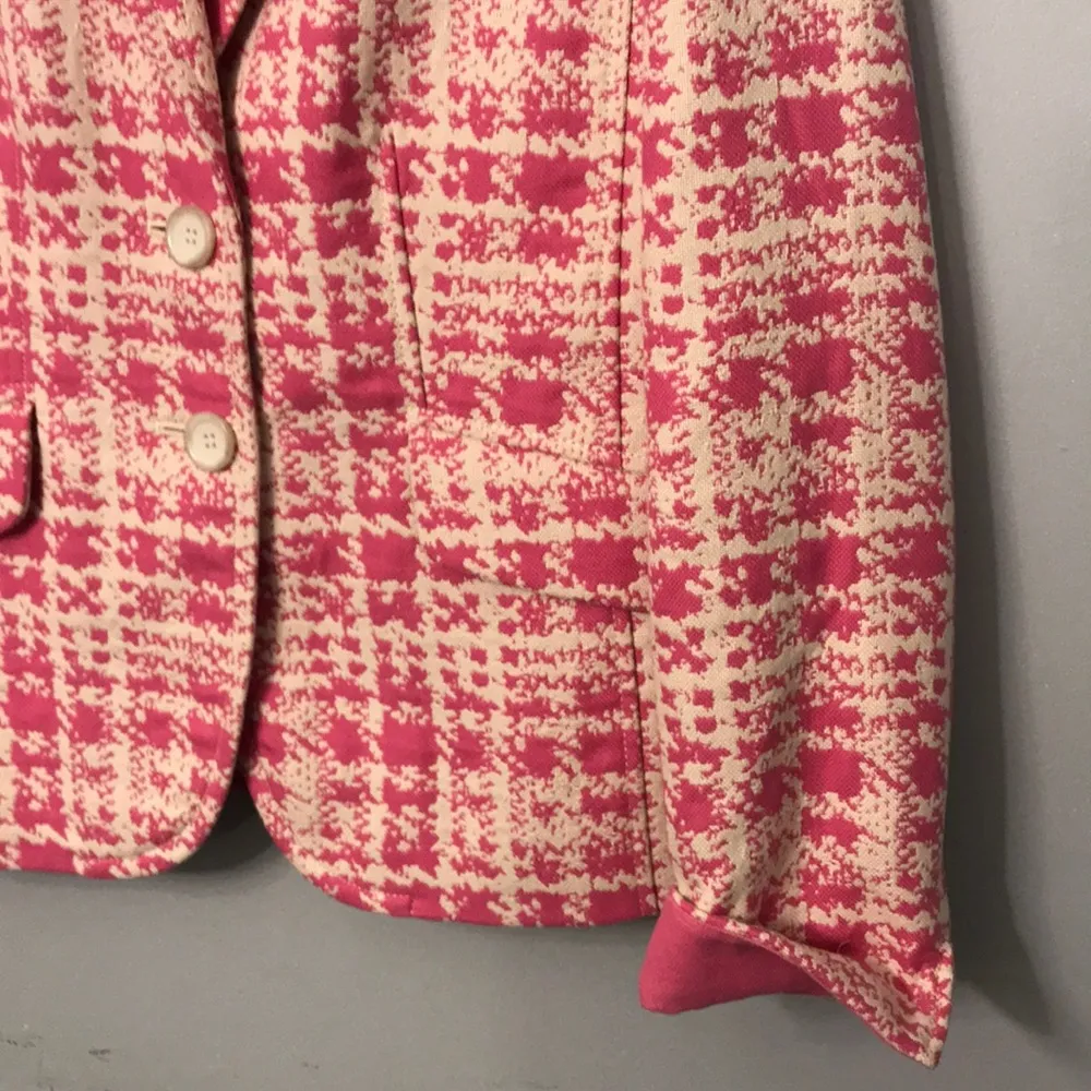 Ann Taylor Pink and Cream Plaid Blazer - Image 3