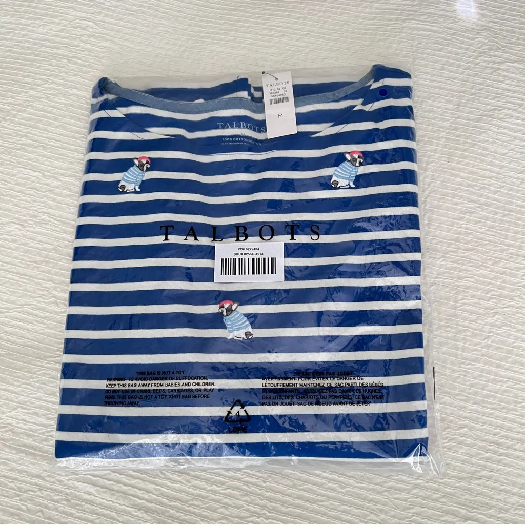 Talbots embroidered Frenchie dog shirt NWT medium - Image 12