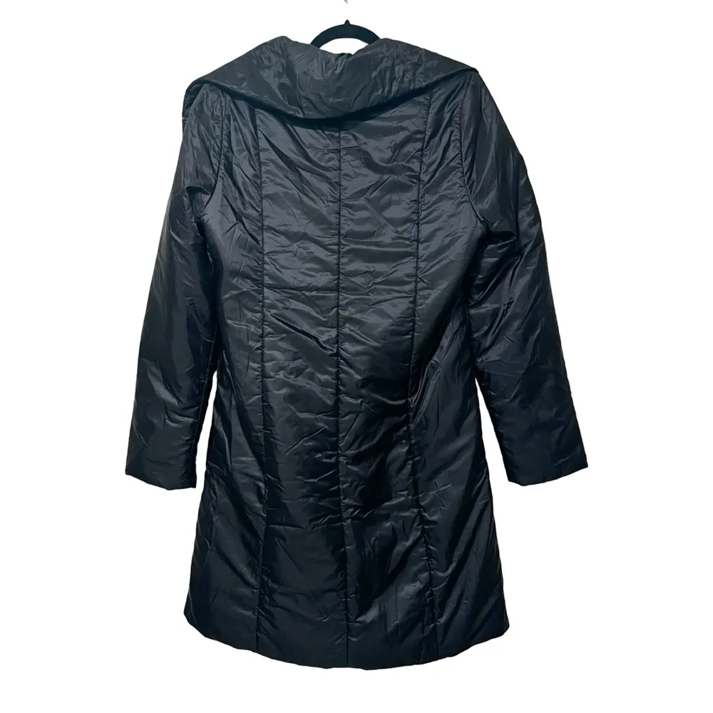 VINCE Knee Length Lightweight Black Zip Up Puffer Jacket Sz L - Image 3