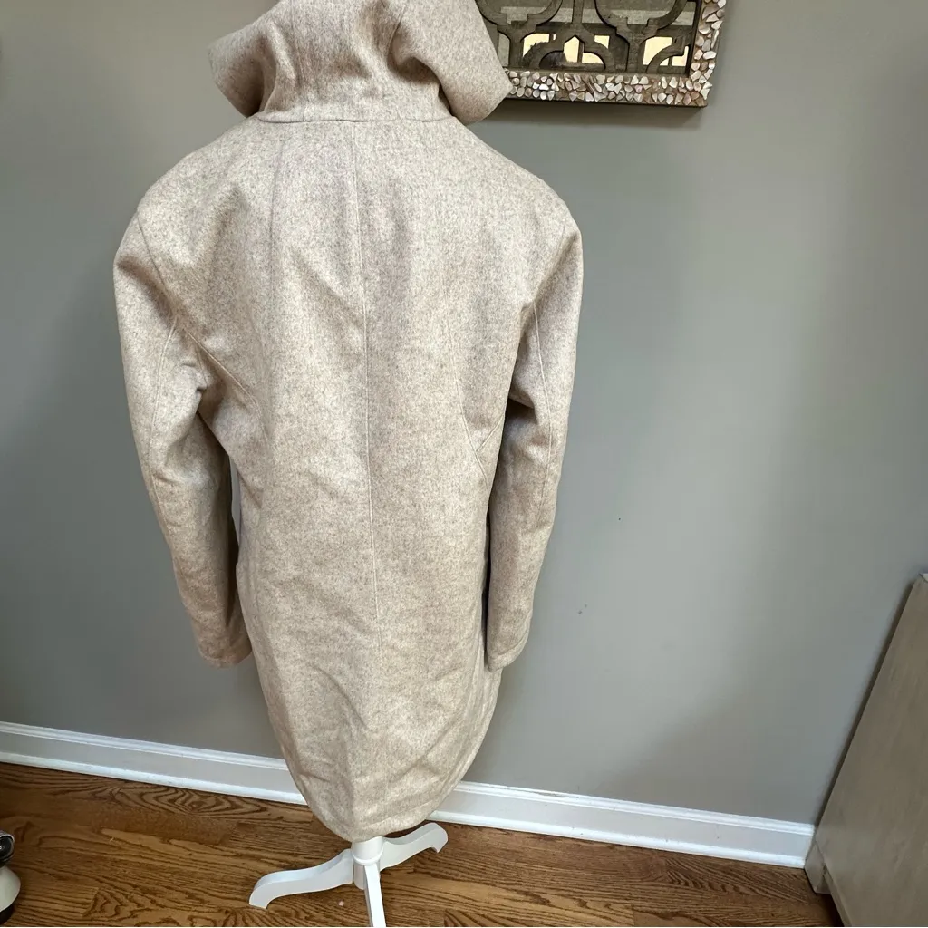 NWOT PENDLETON Beige Wool Full Zip Hooded Coat Size Peacoat Jacket L  Zip Up - Image 5