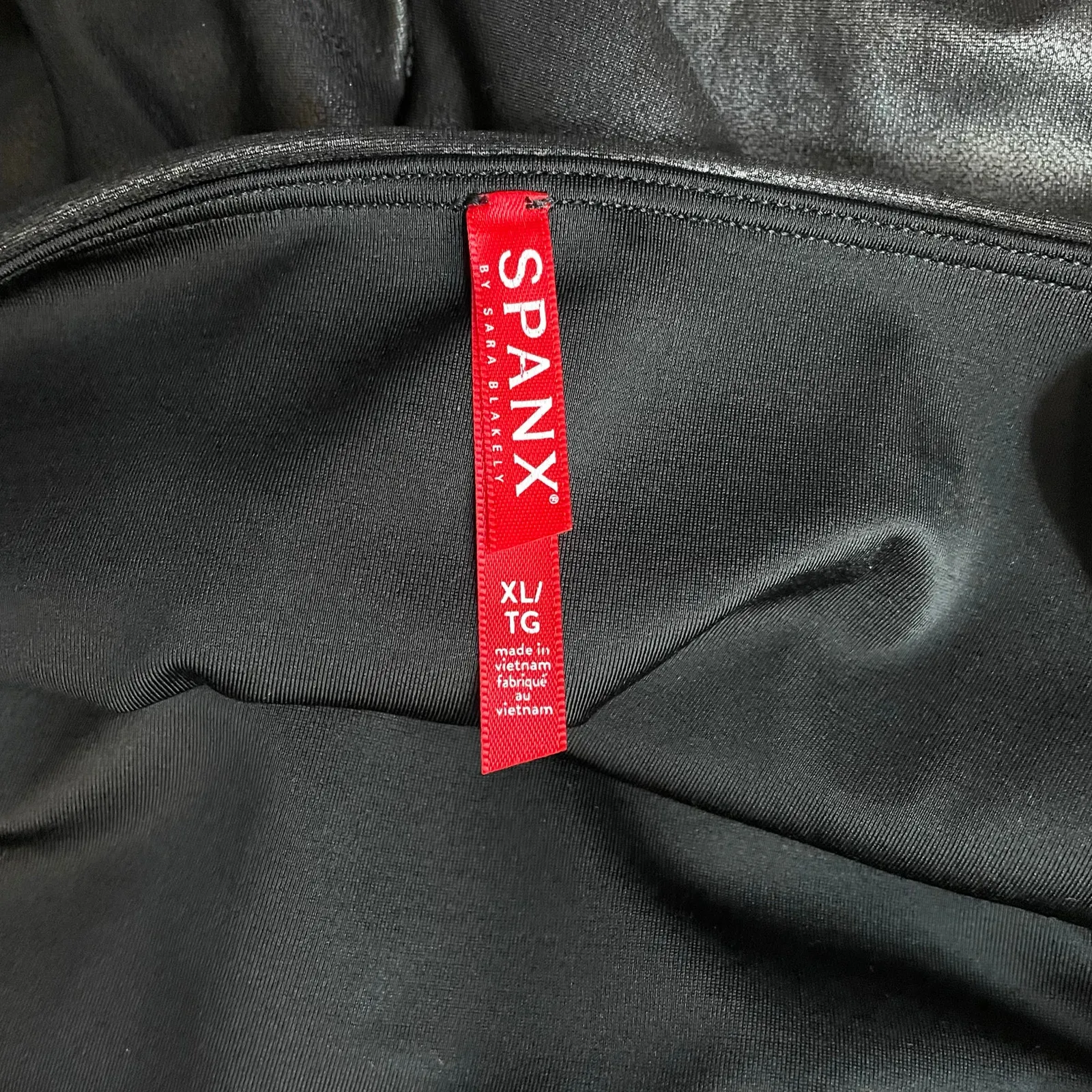 Spanx Black Faux Leather Slimming High Waist Ankle Leggings Pants Womens XL - Image 9