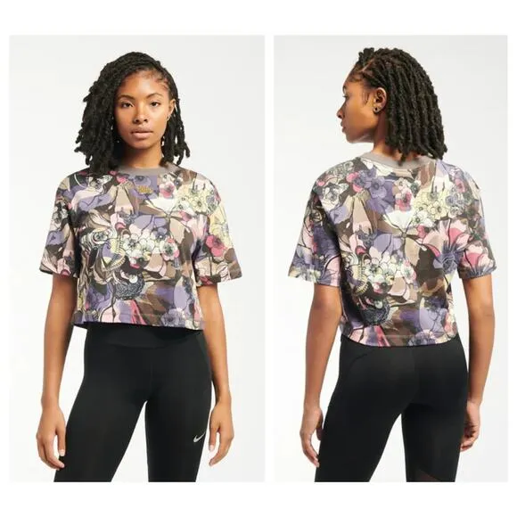 NIKE Femme Patterned Crop Top Size Medium - Image 2
