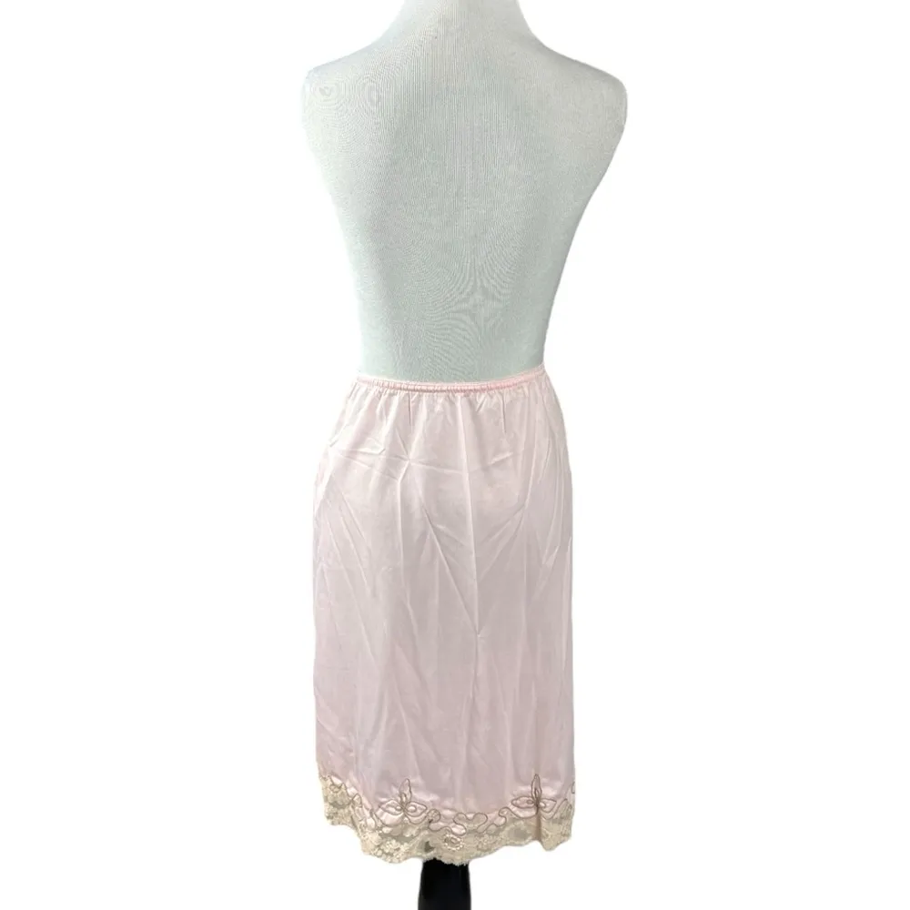 Vintage 60s Aristocraft Deadstock Coquette Dainty Light Pink Slip Skirt Medium - Image 2