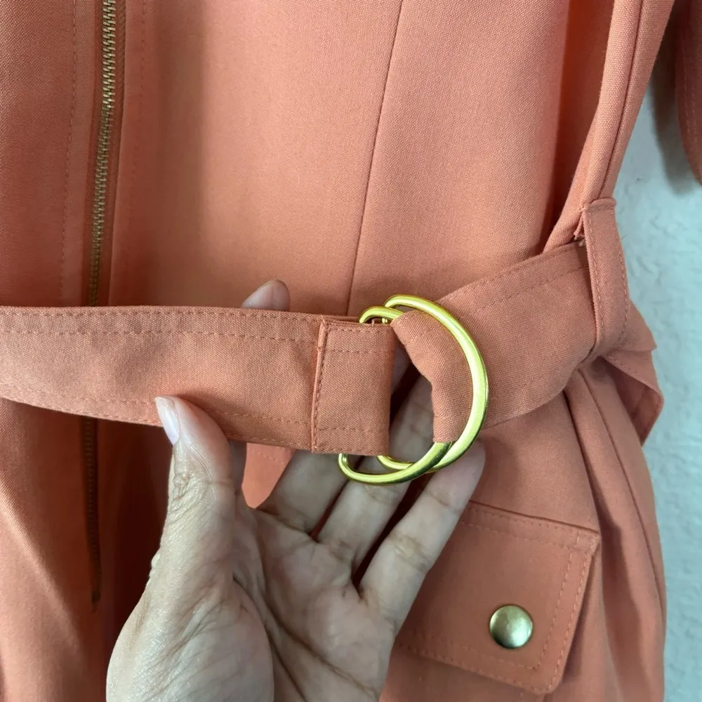 Sharagano Women's Short Sleeve Casual Shirt Dress with Front Pockets Size 14 - Image 9