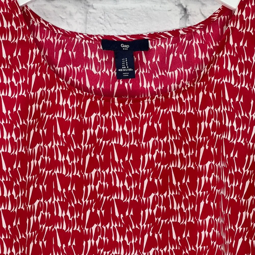 Gap Sleeveless Tunic Tank Top Size S Raspberry Red Geo Print - Image 2