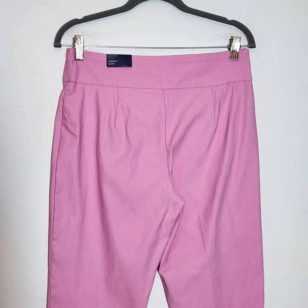 Crown & Ivy Pink Pull-on Ankle Pants NWT Size 8 Preppy Pink Pants - Image 6