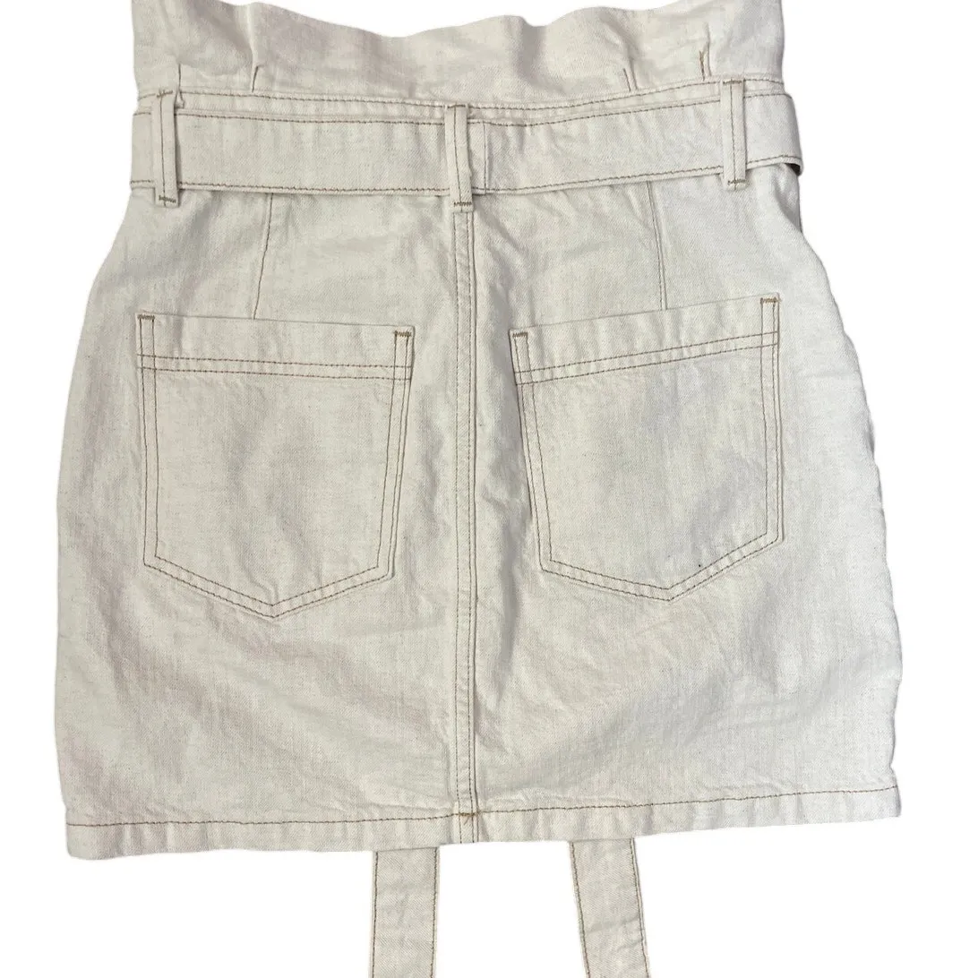 Free People Splendor In The Grass Paper Bag Waist Mini Skirt in Neutral‎ Size 0 - Image 8