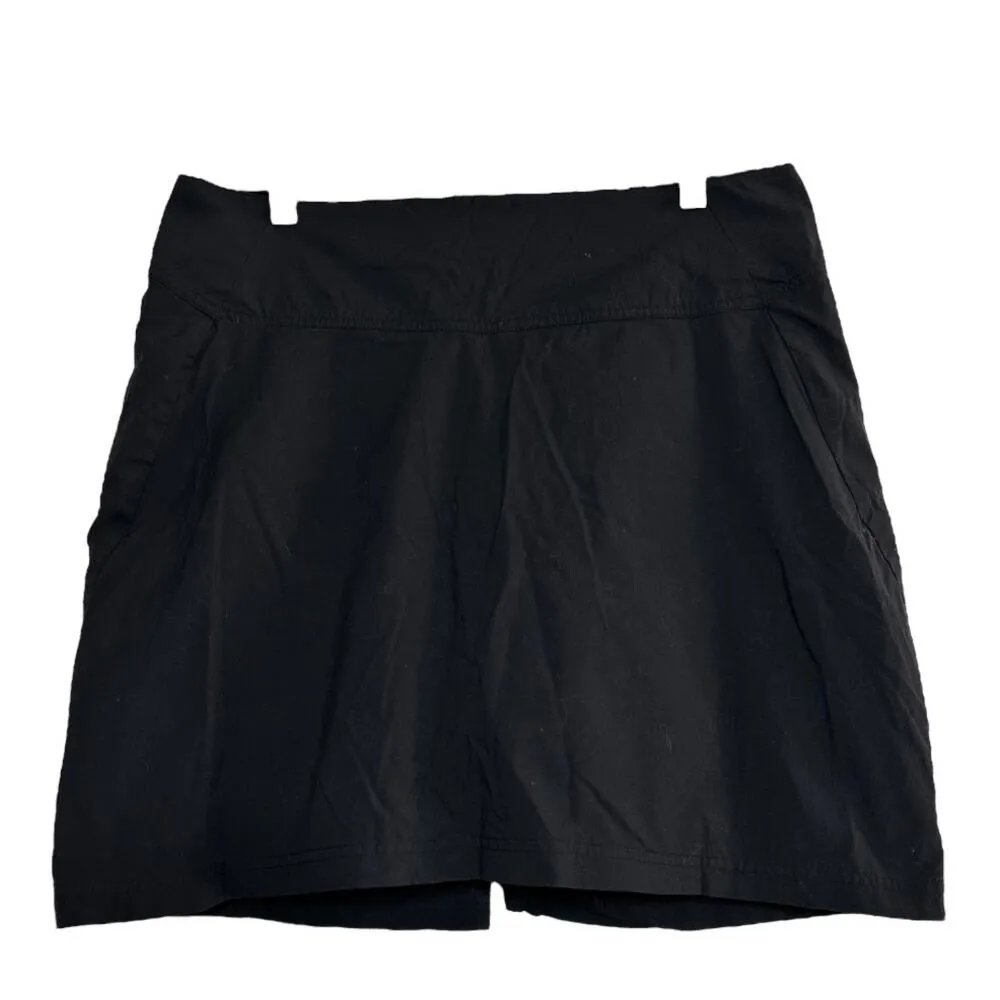 Royal Robbins Mini Skort Skirt Flat Front Back Slit Zip Pocket Stretch Black 12 - Image 2