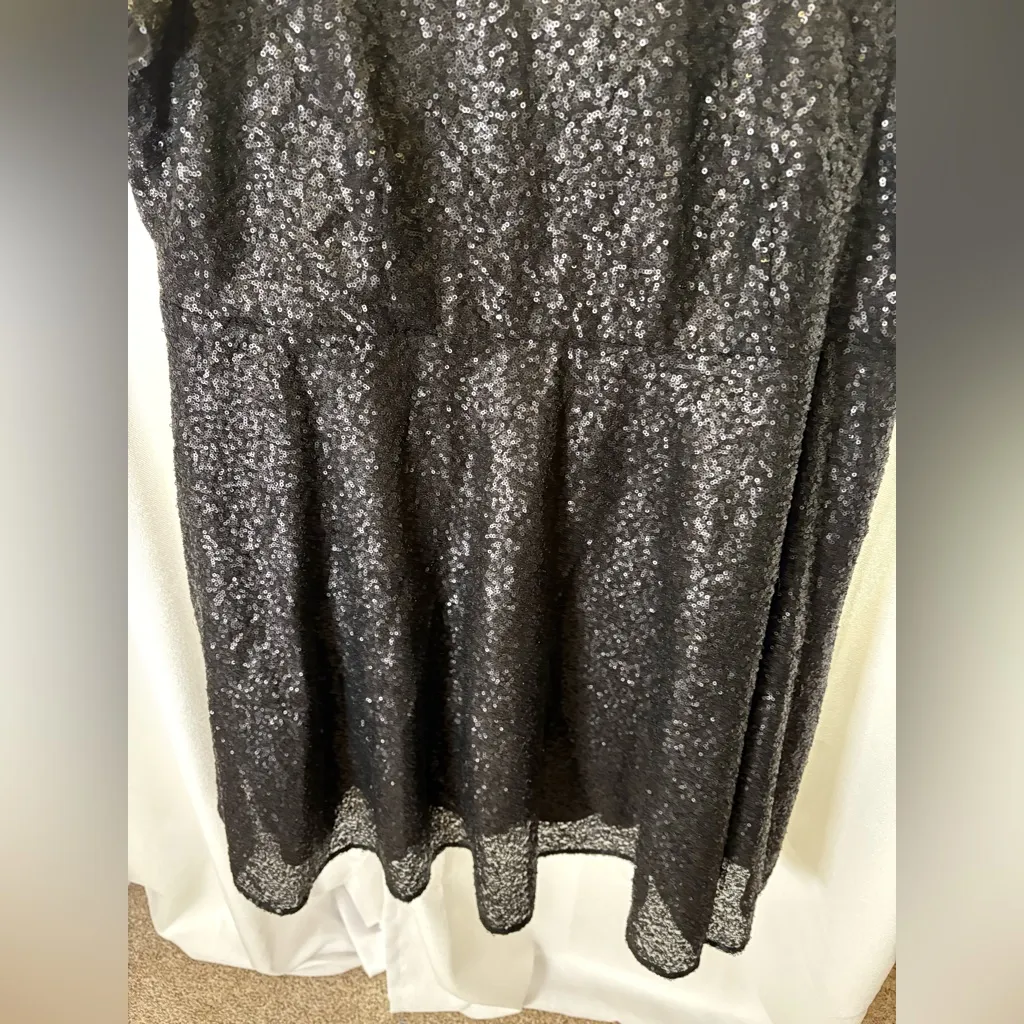 Torrid Matte Black Sequin Cap Sleeve Fit & Flare Keyhole Cutout Dress 22 519‎ - Image 4