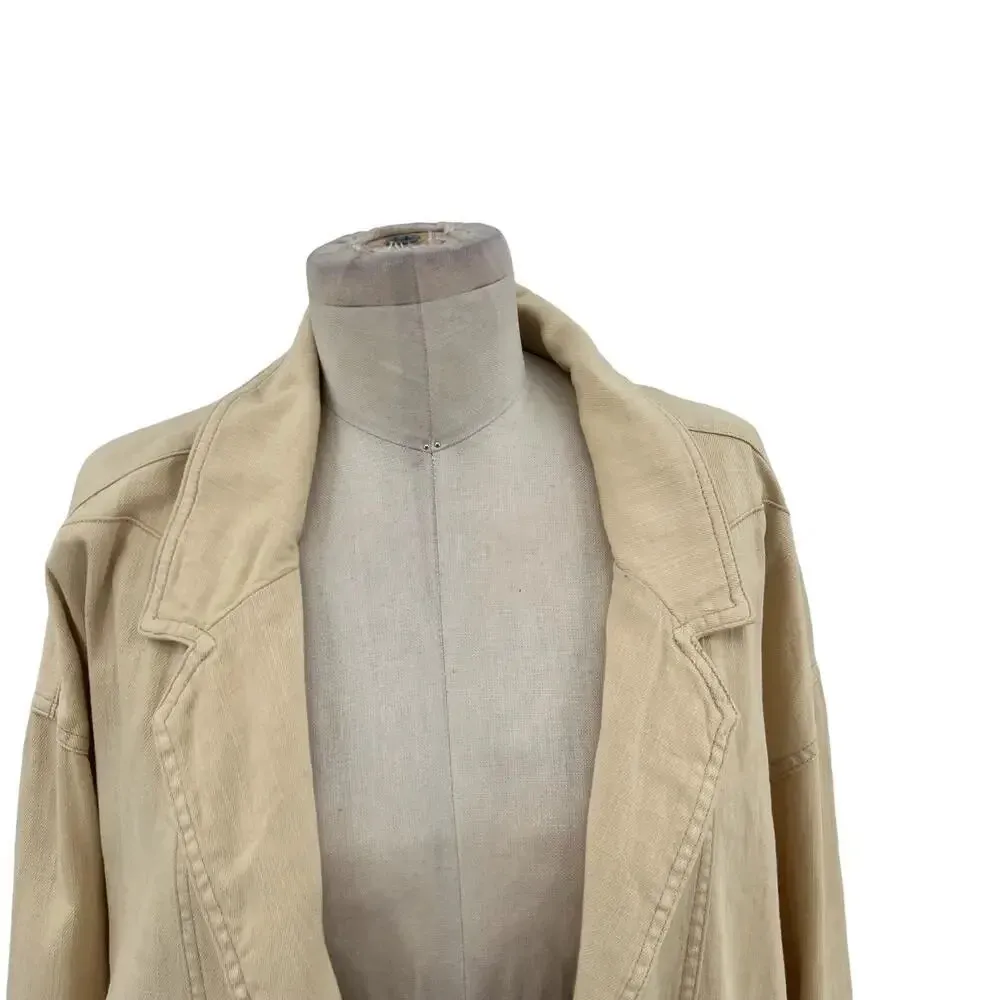 Anthropologie Pilcro Summer Blazer Jacket‎ Linen Cotton Taupe Tan Cream Size XL - Image 4