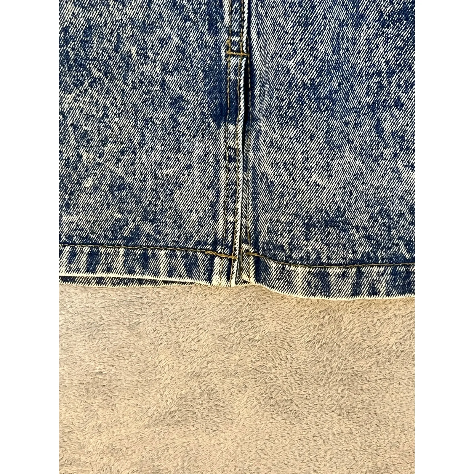 VTG Denim Skirt Size 26" High Waist Acid Wash Rhinestone 80s Punk Flaw Blue - Image 10