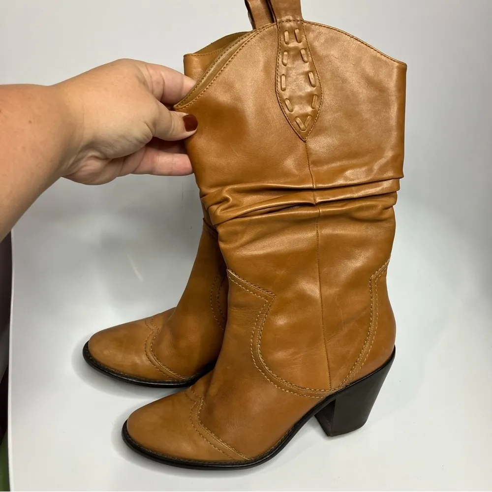 BCBGeneration ‎ tan leather western boots heeled boots size 7 - Image 4