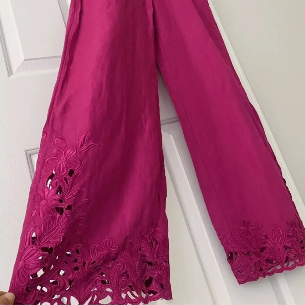 Anthropologie linen cutwork jumpsuit sz 8 - Image 8