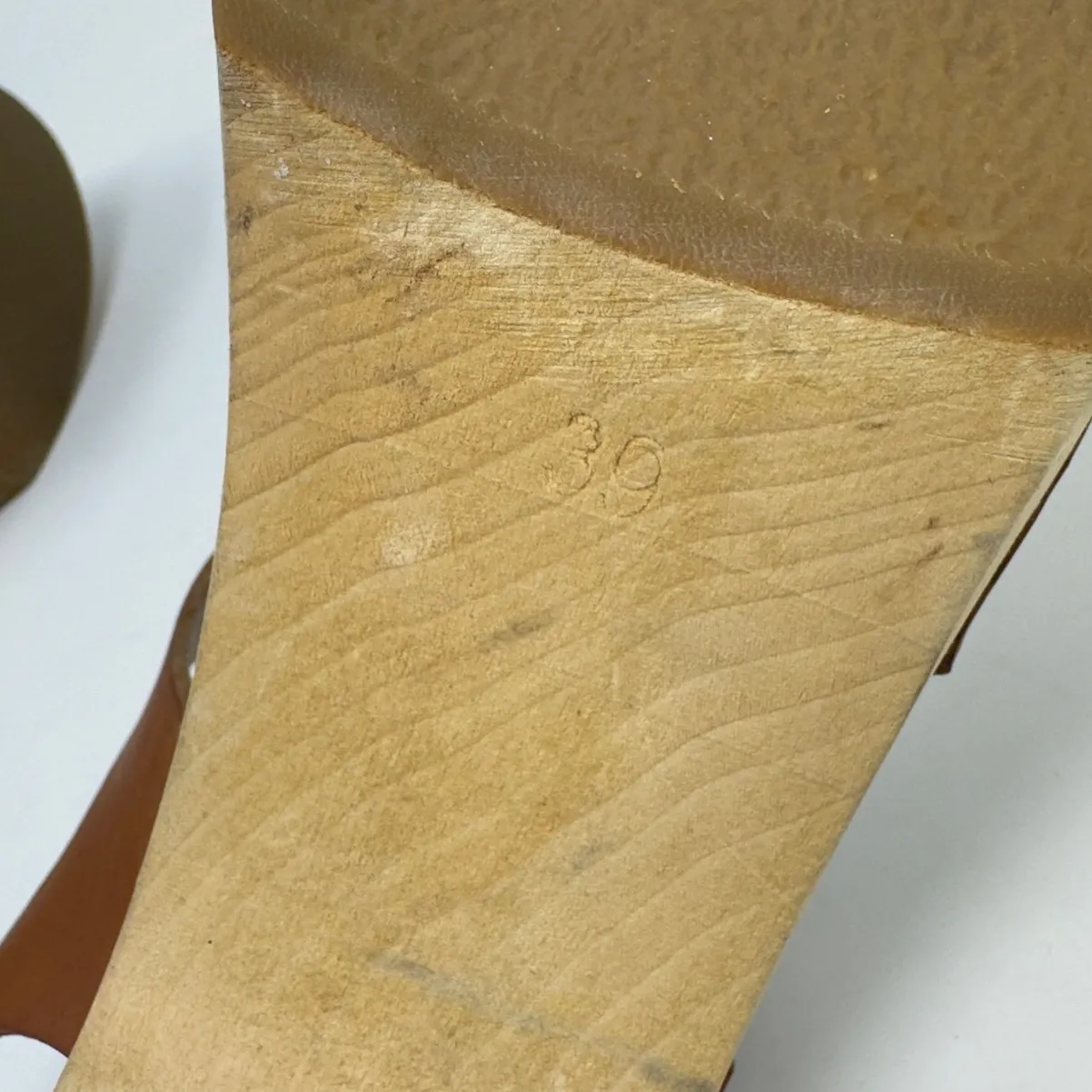 Swedish Hasbeens Mary Jane Style Clog Wooden Heel 39 Brown Size 8 - Image 10